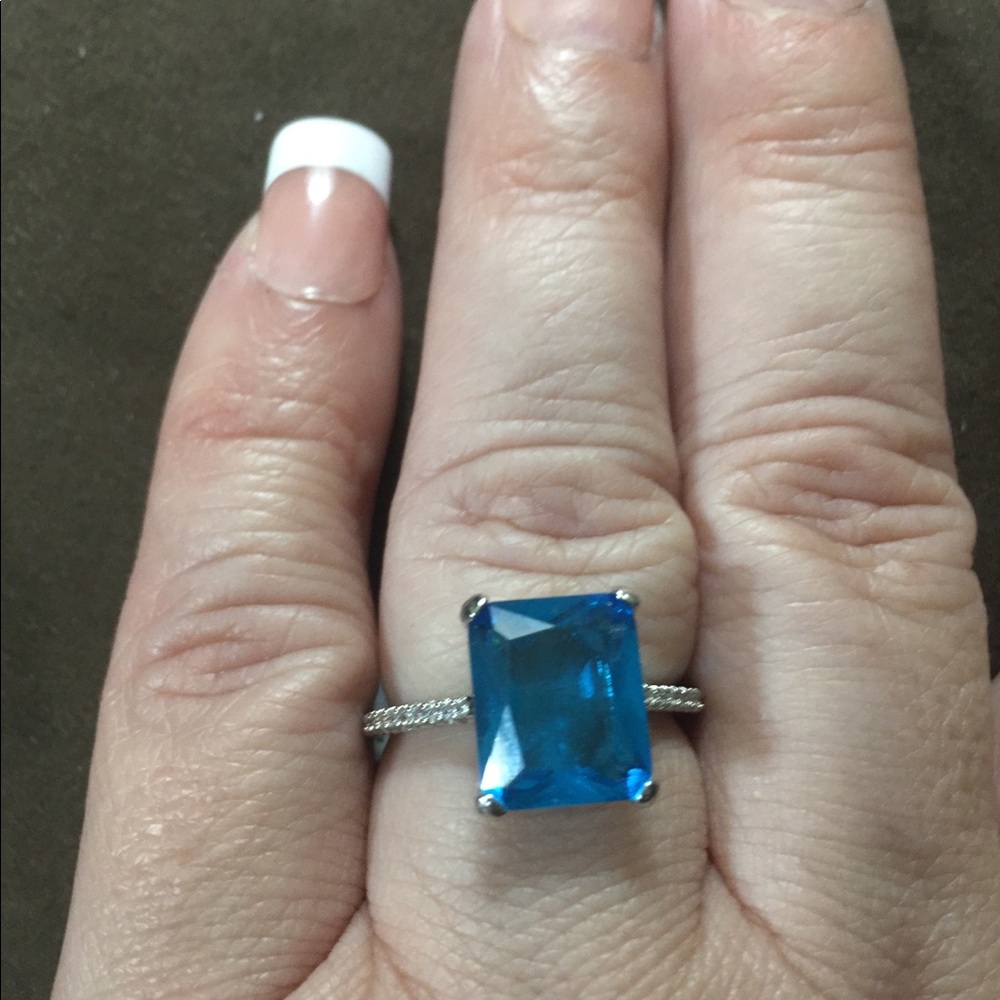 Aquamarine Rings Size 9 Sterling - Picture 2 of 7